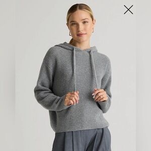 Quince Mongolian cashmere fisherman Ribbed Knit Hoodie